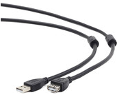 Кабель USB2.0 AM-AF 4.5м Cablexpert экран 2феррит.кольца черный CCF2-USB2-AMAF-15